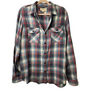 Lg Denim & Supply Ralph Lauren Flannel Blue Red Plaid Grunge Western Americana